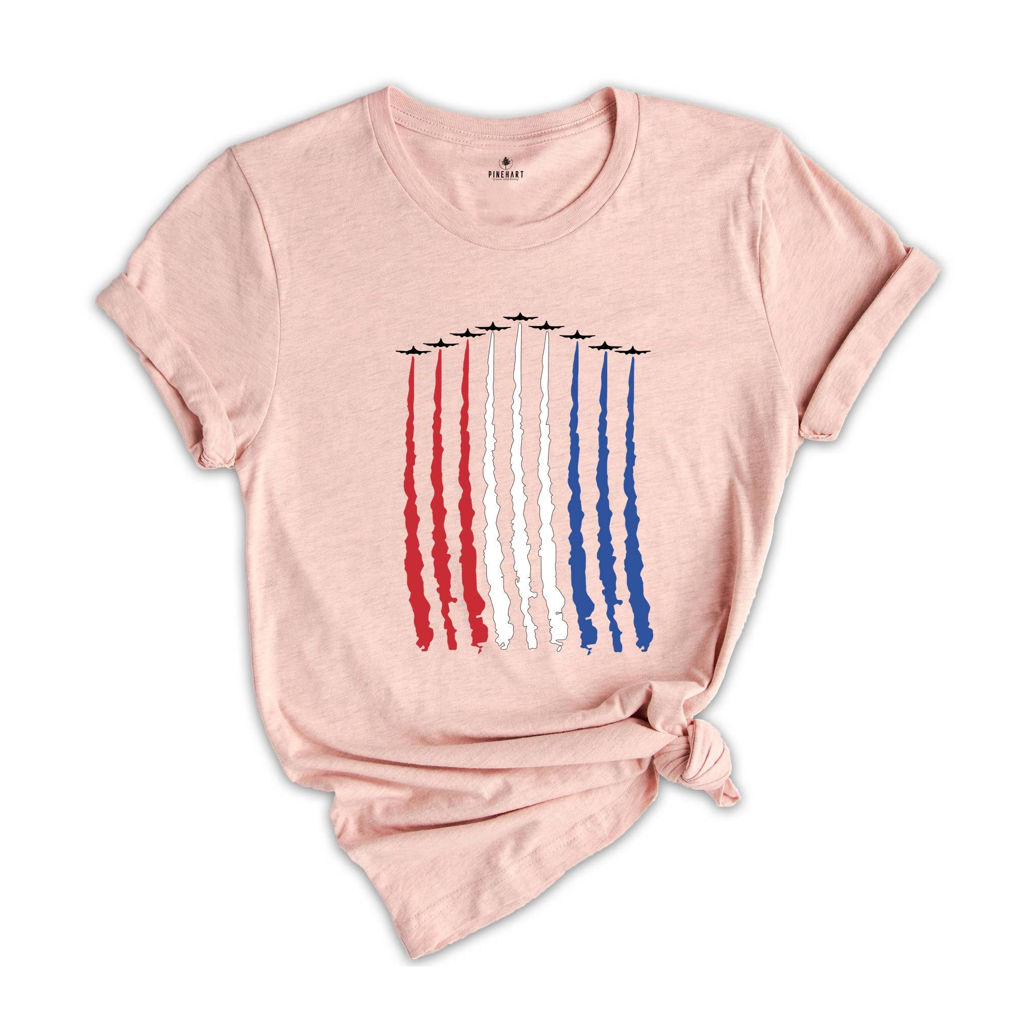 Red White Blue Air Force Flyover 4th July Shirt, Air Force Shirt, Airplane Show Shirt, Independence Day Shirt, , 4th Of July Shirt