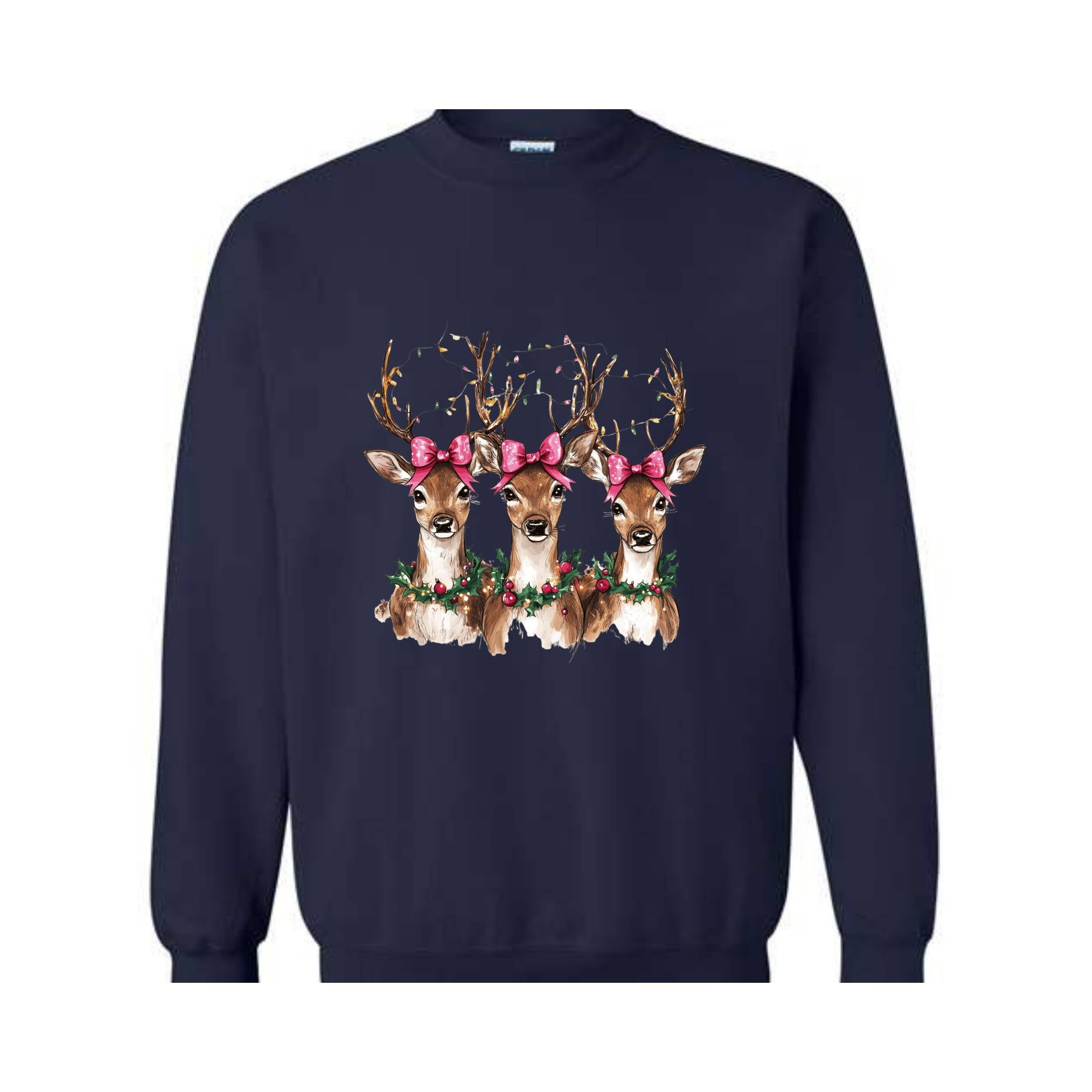 Reindeer Christmas Sweatshirt, Womens Christmas Sweater, Retro Christmas Shirt, Holiday Sweaters, Christmas Gifts, New Year Shirt