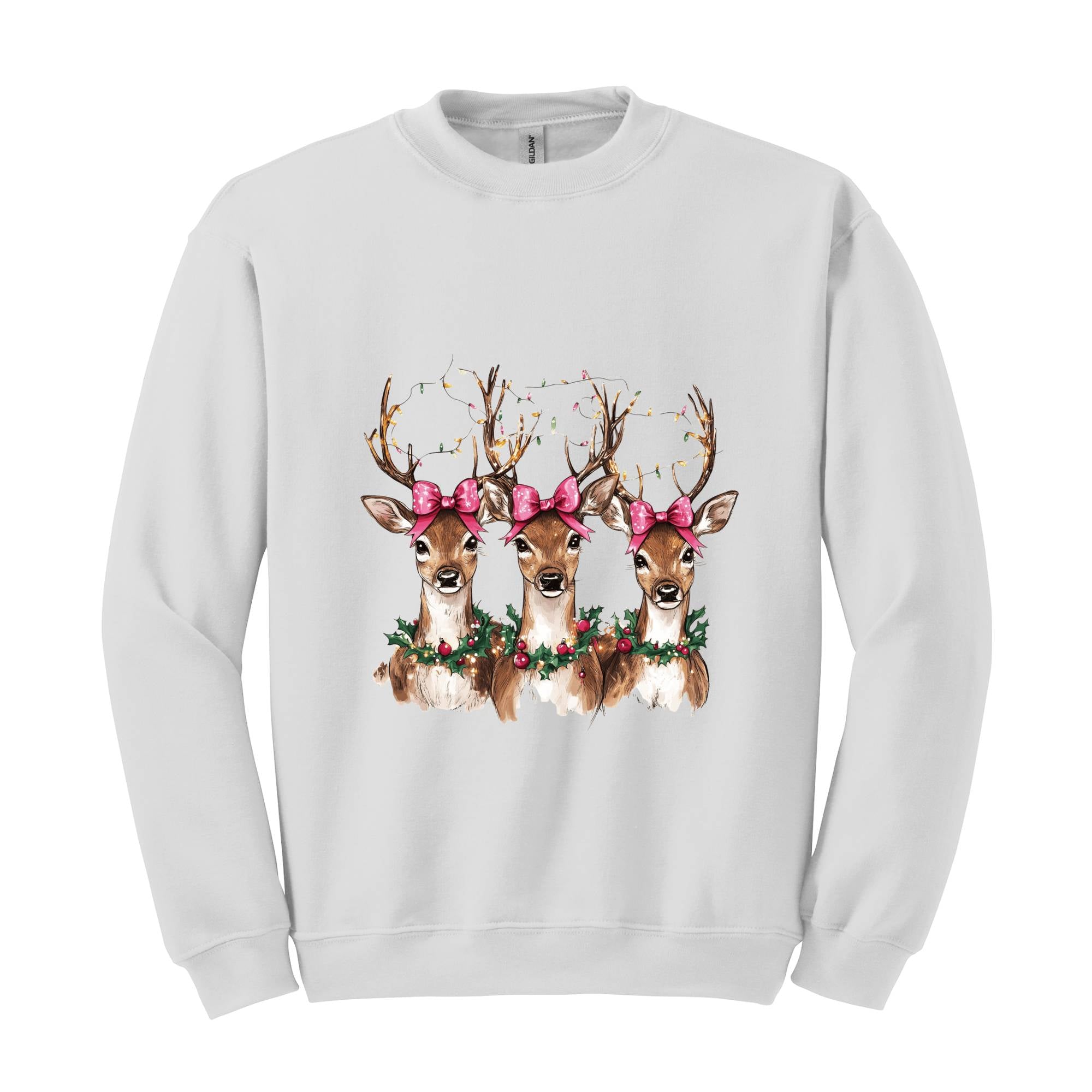 Reindeer Christmas Sweatshirt, Womens Christmas Sweater, Retro Christmas Shirt, Holiday Sweaters, Christmas Gifts, New Year Shirt