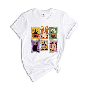 Retro Halloween Cat Ghost Pumpkin Shirt, Halloween Gift Tee, Spooky Season T-shirt, Pumpkin Halloween Tee