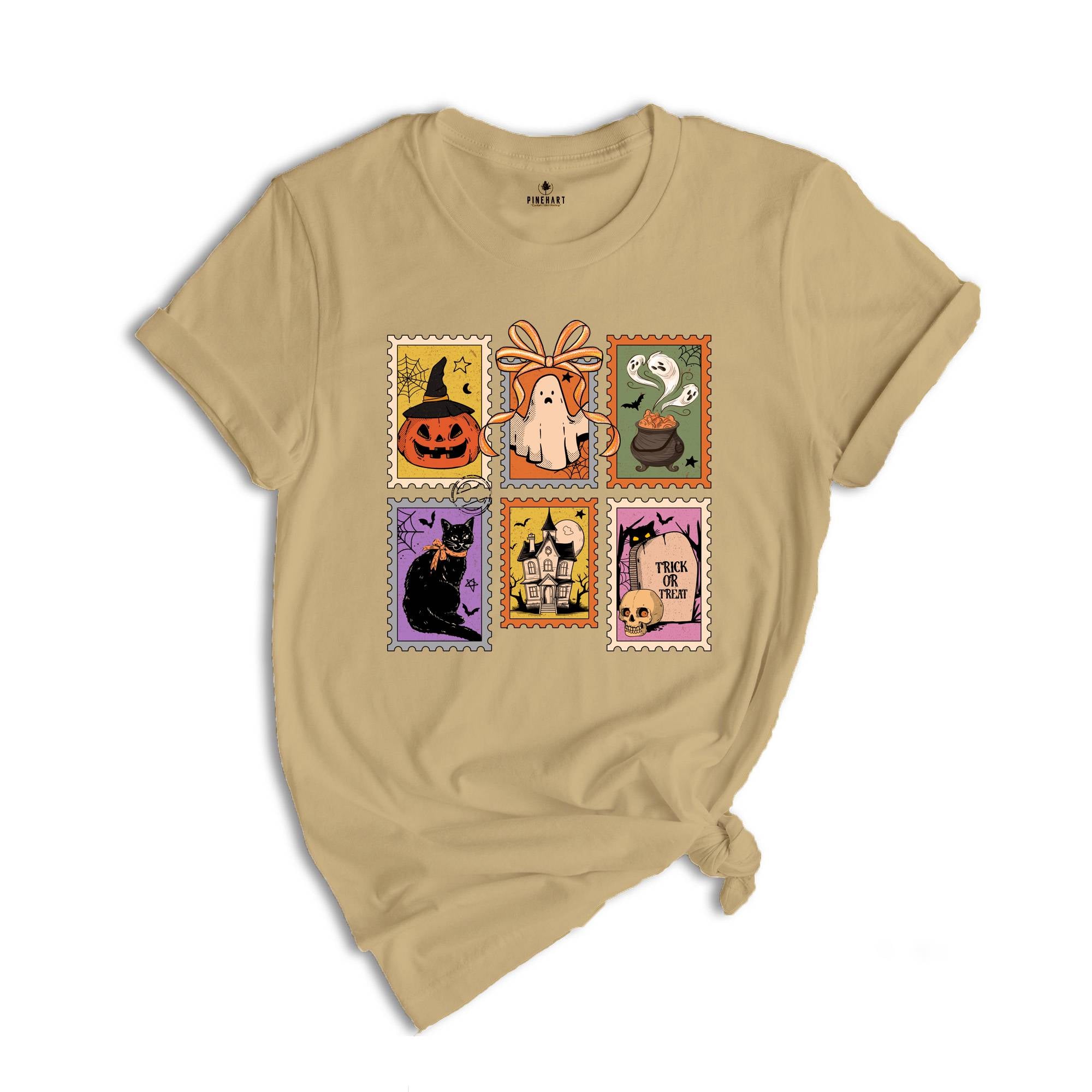 Retro Halloween Cat Ghost Pumpkin Shirt, Halloween Gift Tee, Spooky Season T-shirt, Pumpkin Halloween Tee