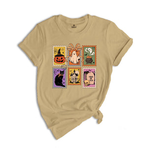 Retro Halloween Cat Ghost Pumpkin Shirt, Halloween Gift Tee, Spooky Season T-shirt, Pumpkin Halloween Tee