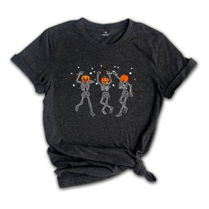 Retro Halloween Shirt, Dancing Skeletons Shirt, Pumpkin Halloween Aesthetic, Vintage Women's Halloween Shirt, Halloween Skeleton Tee