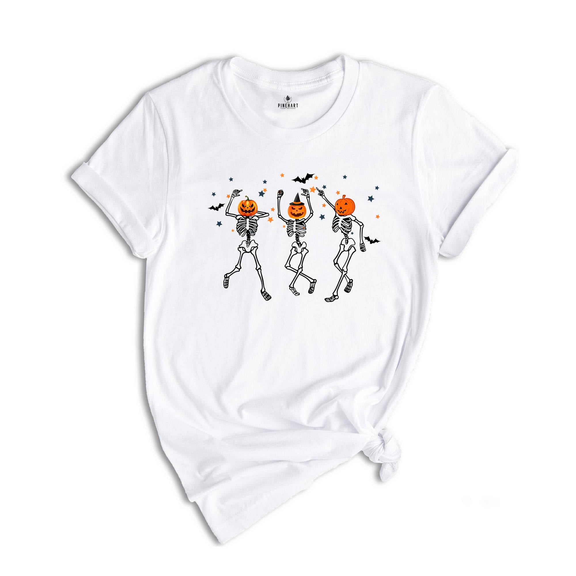 Retro Halloween Shirt, Dancing Skeletons Shirt, Pumpkin Halloween Aesthetic, Vintage Women's Halloween Shirt, Halloween Skeleton Tee