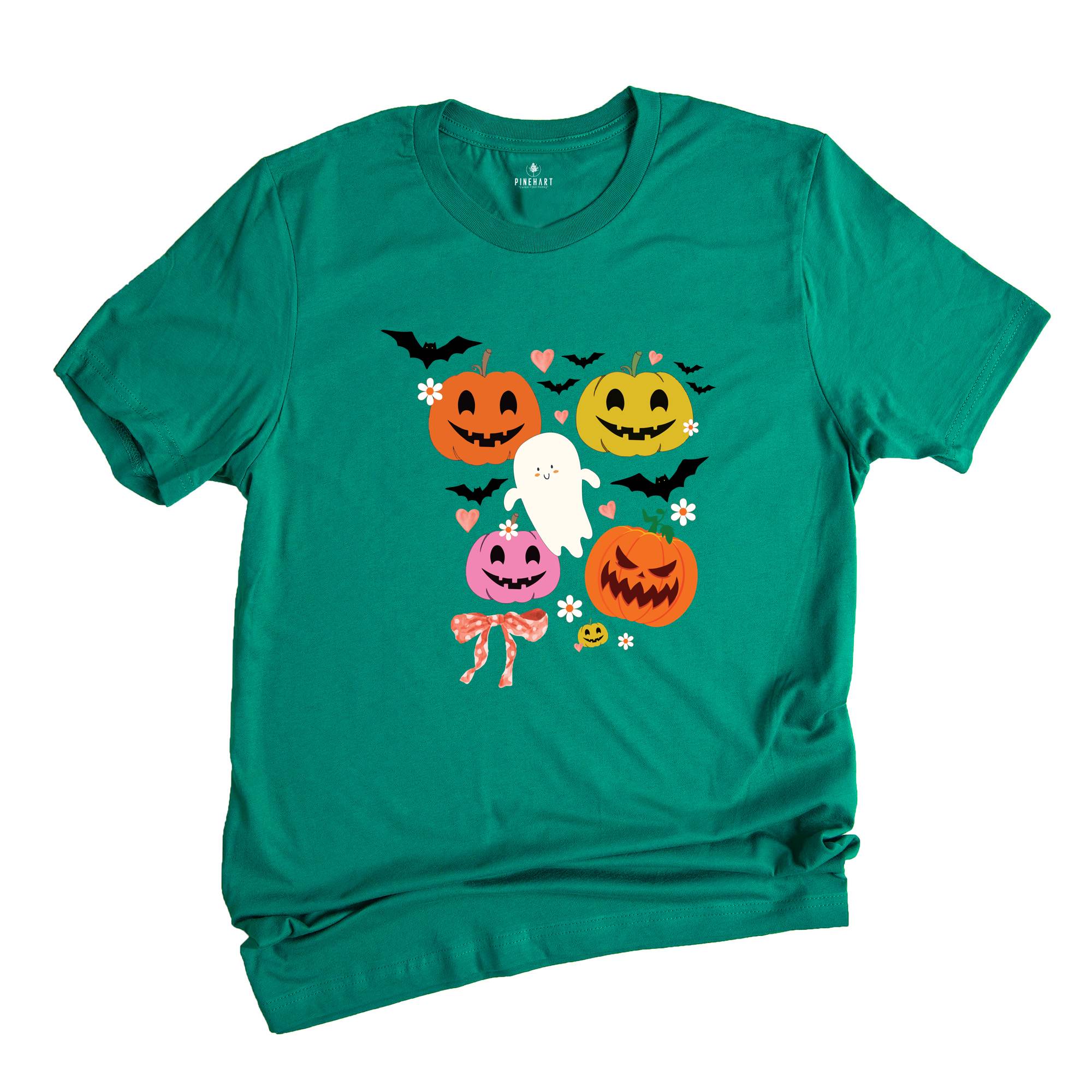 Retro Halloween Shirt, Floral Pumpkin T-Shirt, Coquette Halloween TShirt, Vintage Fall Tee, Cute Ghost Tee, Spooky Season Shirt