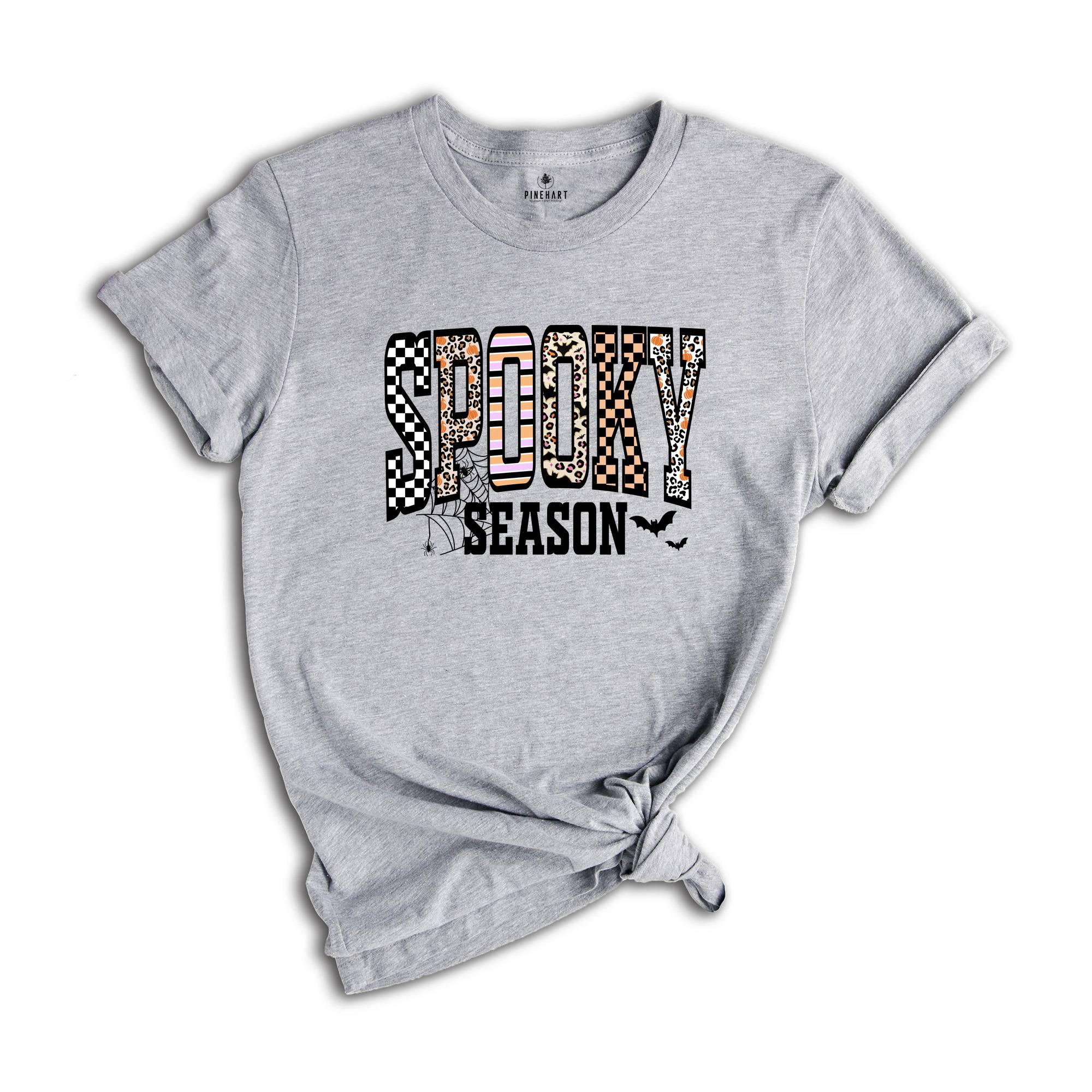 Retro Halloween Spooky Coquette Shirt, Halloween Leopard Checkered Fall T-shirt, Halloween Girly Tee