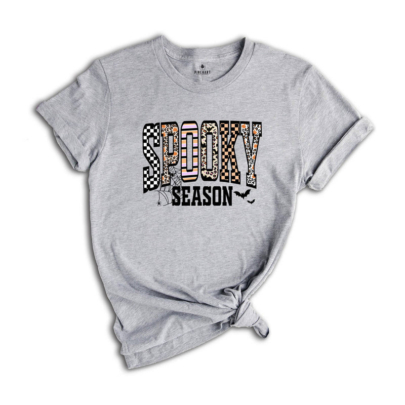 Retro Halloween Spooky Coquette Shirt, Halloween Leopard Checkered Fall T-shirt, Halloween Girly Tee