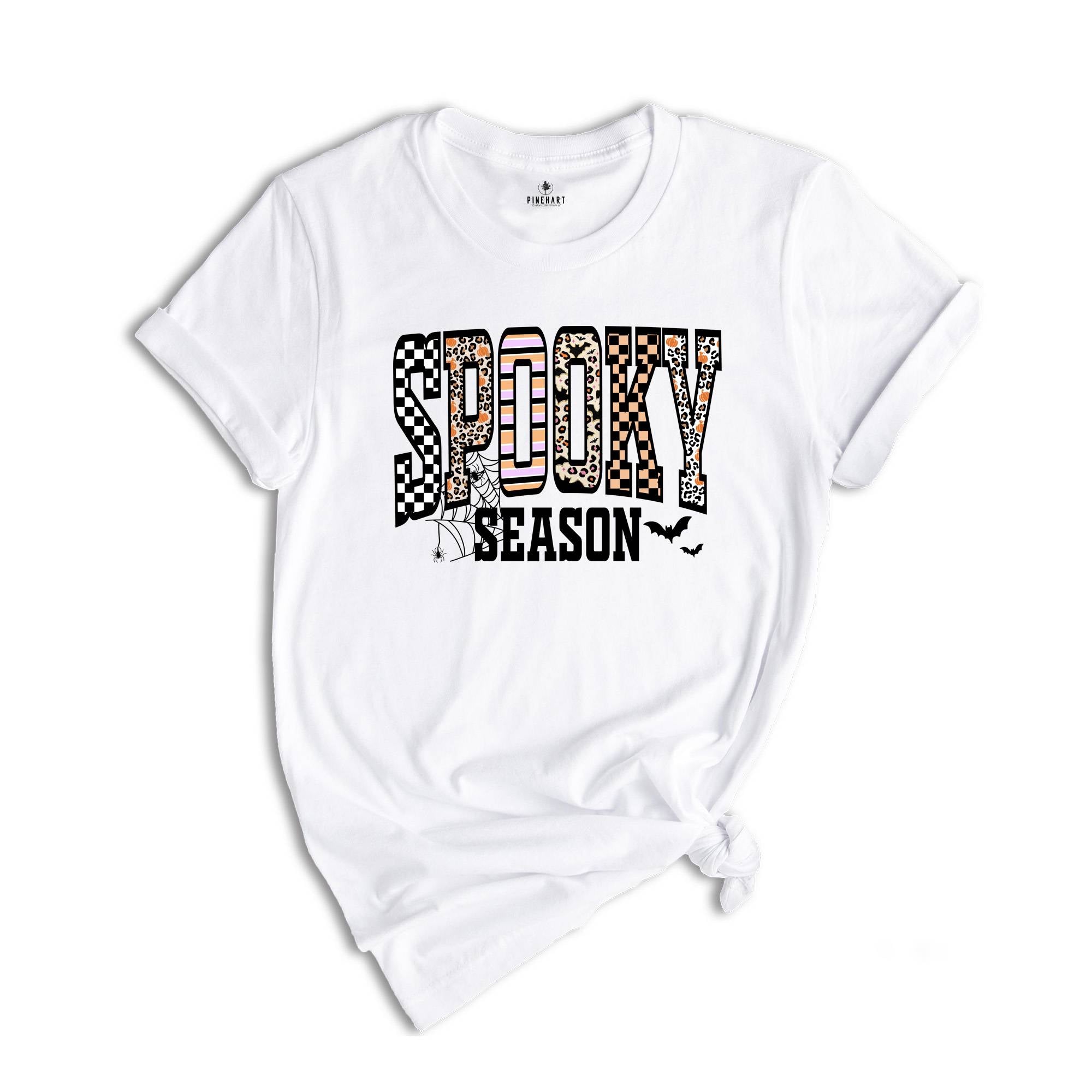 Retro Halloween Spooky Coquette Shirt, Halloween Leopard Checkered Fall T-shirt, Halloween Girly Tee