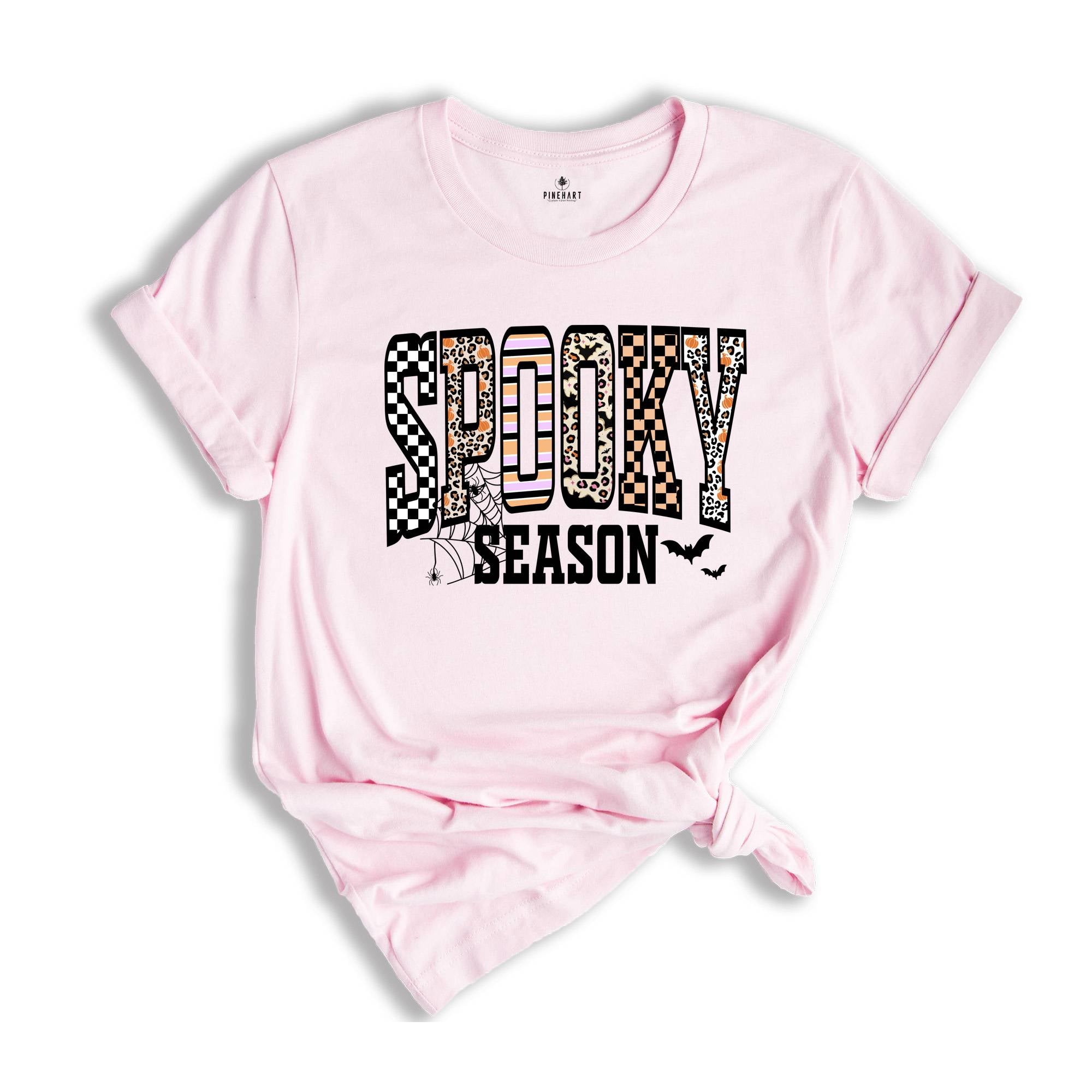 Retro Halloween Spooky Coquette Shirt, Halloween Leopard Checkered Fall T-shirt, Halloween Girly Tee