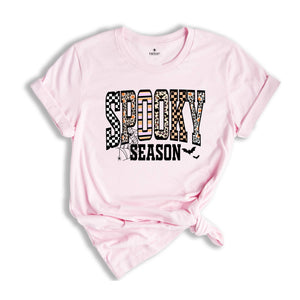 Retro Halloween Spooky Coquette Shirt, Halloween Leopard Checkered Fall T-shirt, Halloween Girly Tee