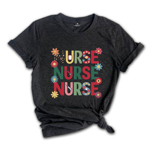 Retro Nurse Shirt, Wild Flowers Nurse T Shirt, RN Nurse Shirt Registered Nurse Shirt, Nurse Student Tee, New Nurse Gift, Nurse Appreciation