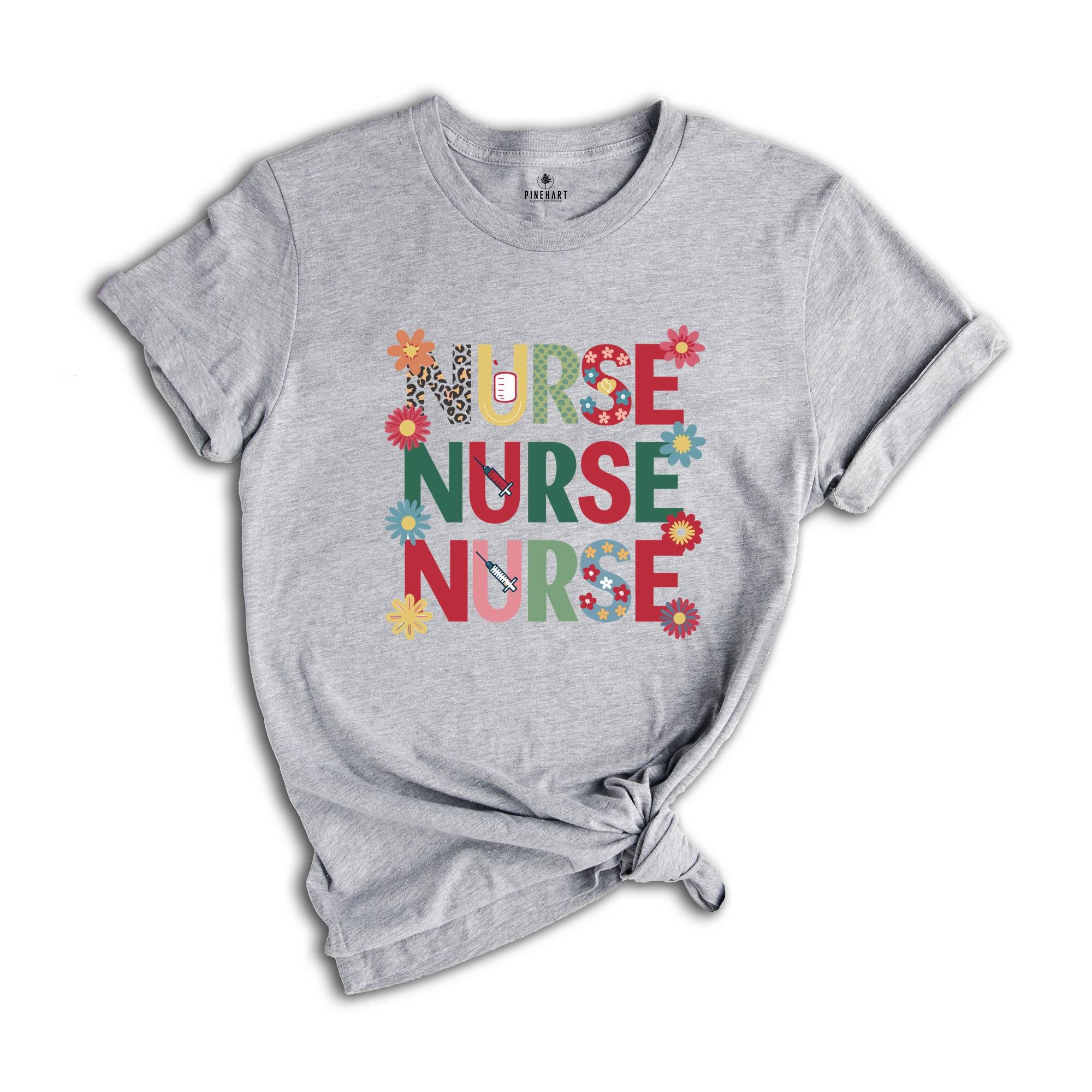 Retro Nurse Shirt, Wild Flowers Nurse T Shirt, RN Nurse Shirt Registered Nurse Shirt, Nurse Student Tee, New Nurse Gift, Nurse Appreciation