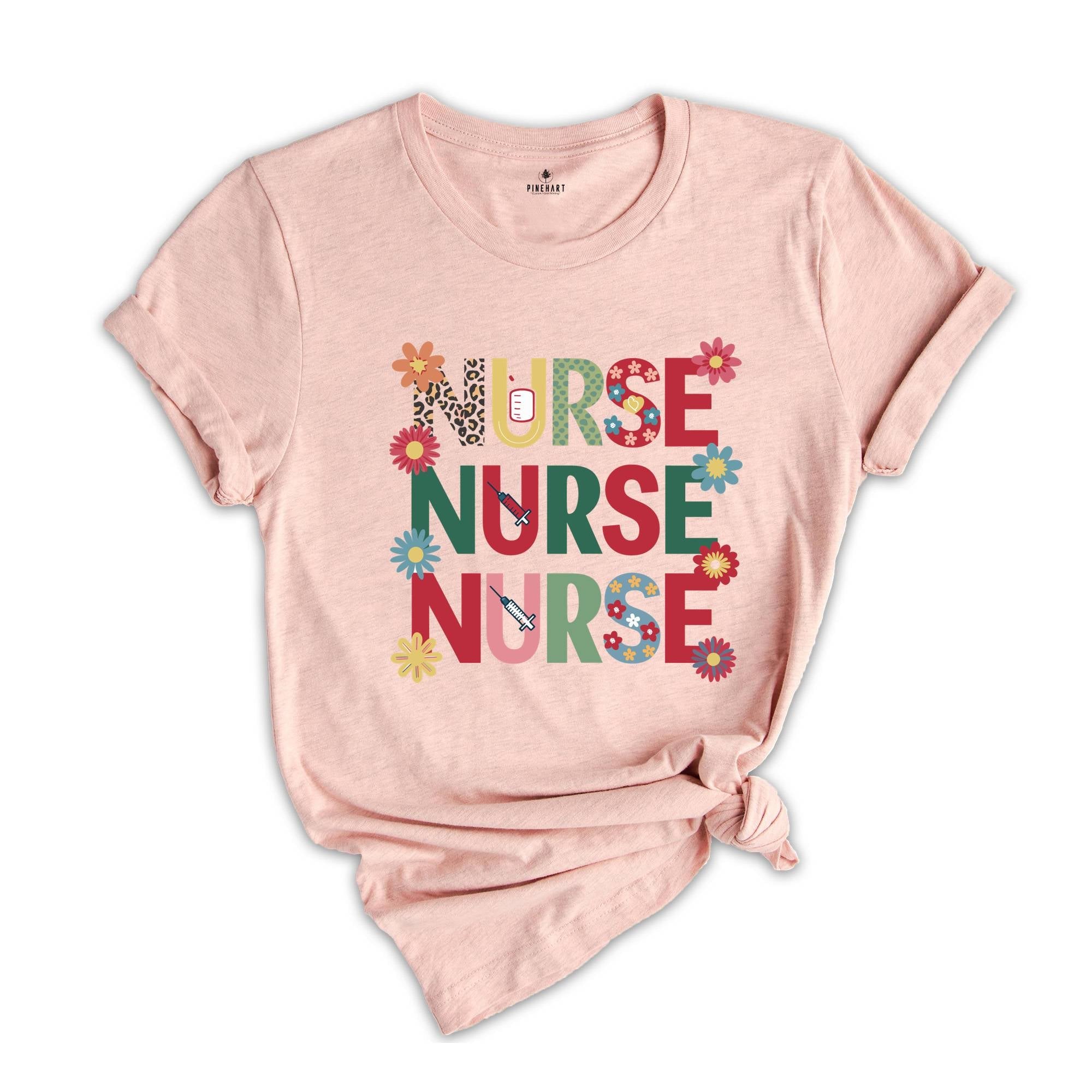 Retro Nurse Shirt, Wild Flowers Nurse T Shirt, RN Nurse Shirt Registered Nurse Shirt, Nurse Student Tee, New Nurse Gift, Nurse Appreciation