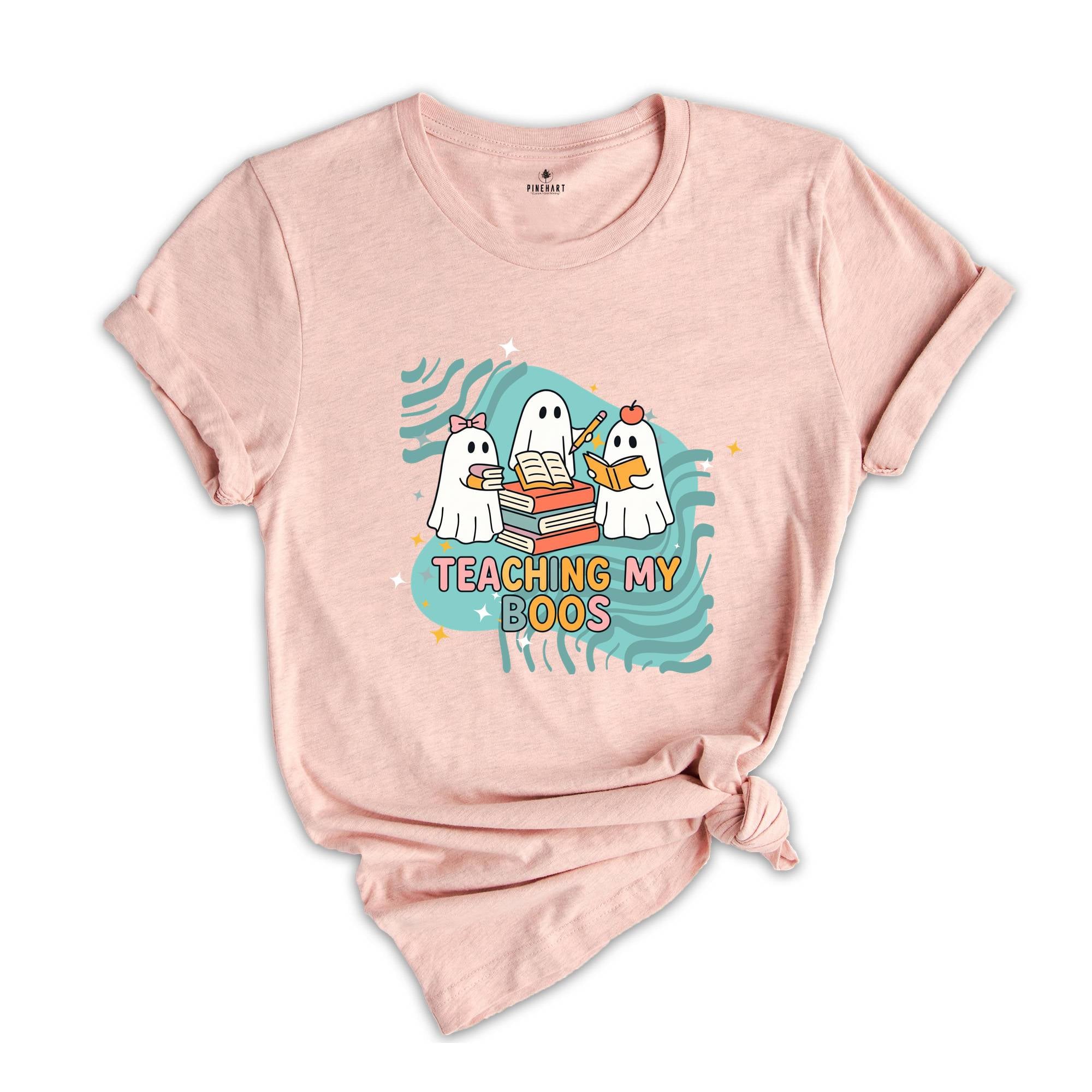 Retro Teaching My Boos Comfort Colors Shirt, Back To School Teacher Tee, Funny Ghost Teacher T-Shirt, Spooky Season Classroom Shirt