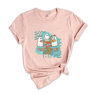 Retro Teaching My Boos Comfort Colors Shirt, Back To School Teacher Tee, Funny Ghost Teacher T-Shirt, Spooky Season Classroom Shirt
