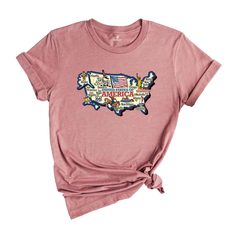 Retro USA Shirt, 4th of July Shirt, USA Map Shirt, Womens 4th of July, Fourth of July, Usa Flag Shirt, Patriotic Shirt