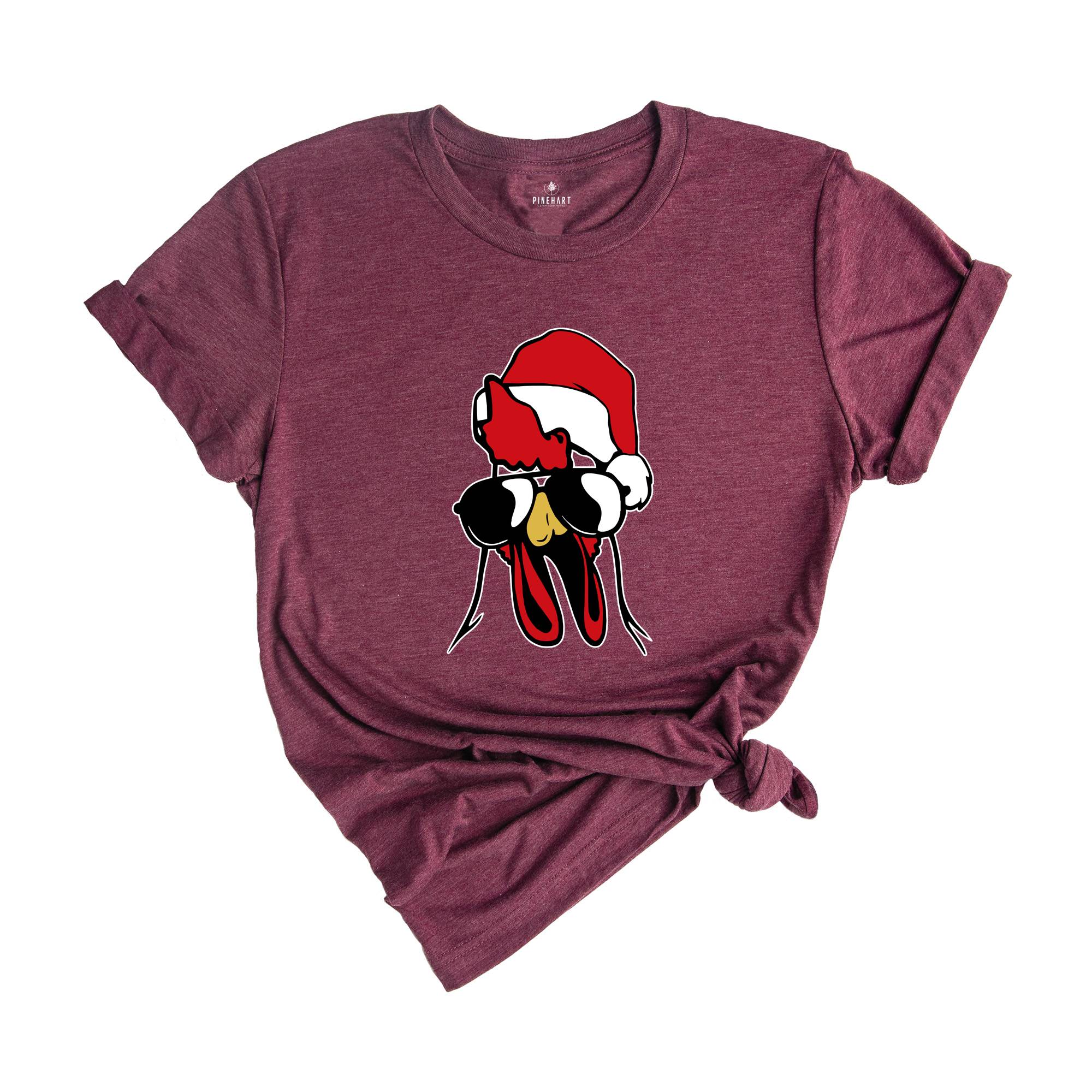 Rooster Christmas Shirt, Cool Christmas T-Shirt, Farmhouse Christmas Shirt, Cute Farmhouse Shirt, Cute Rooster Shirt