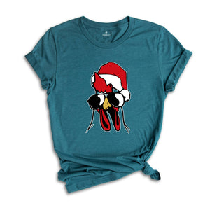Rooster Christmas Shirt, Cool Christmas T-Shirt, Farmhouse Christmas Shirt, Cute Farmhouse Shirt, Cute Rooster Shirt