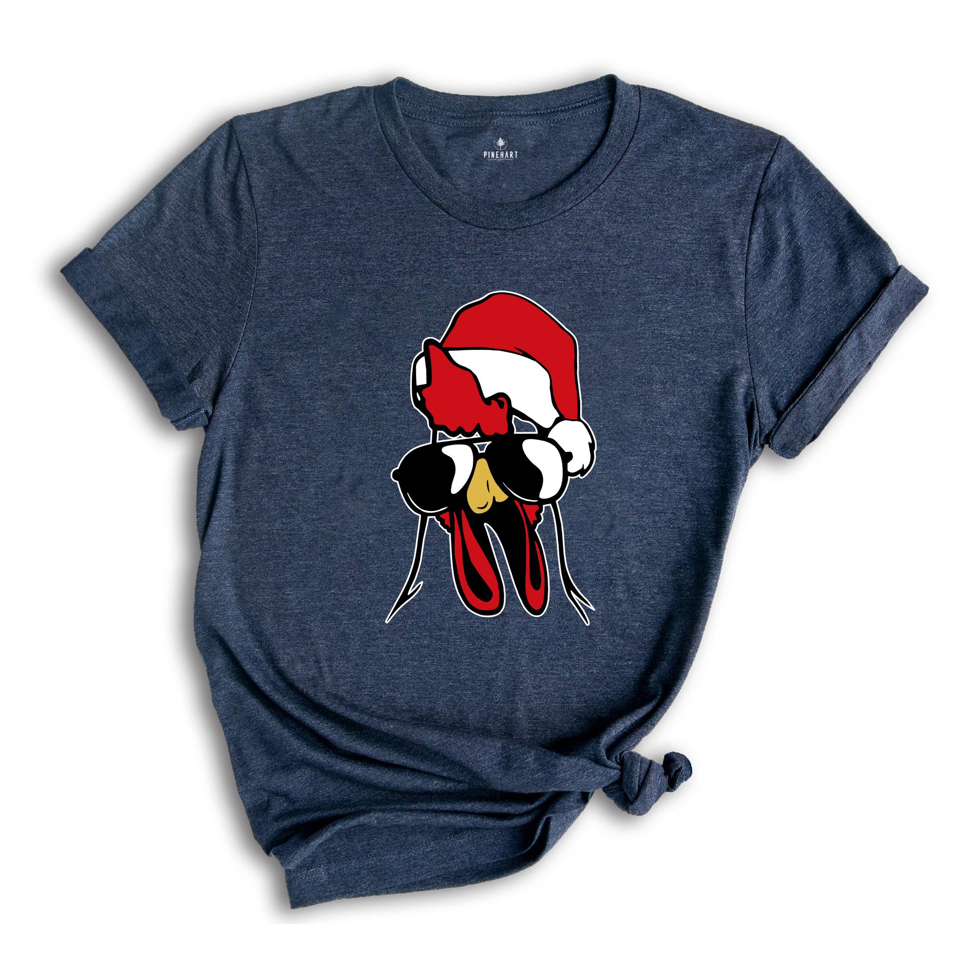 Rooster Christmas Shirt, Cool Christmas T-Shirt, Farmhouse Christmas Shirt, Cute Farmhouse Shirt, Cute Rooster Shirt