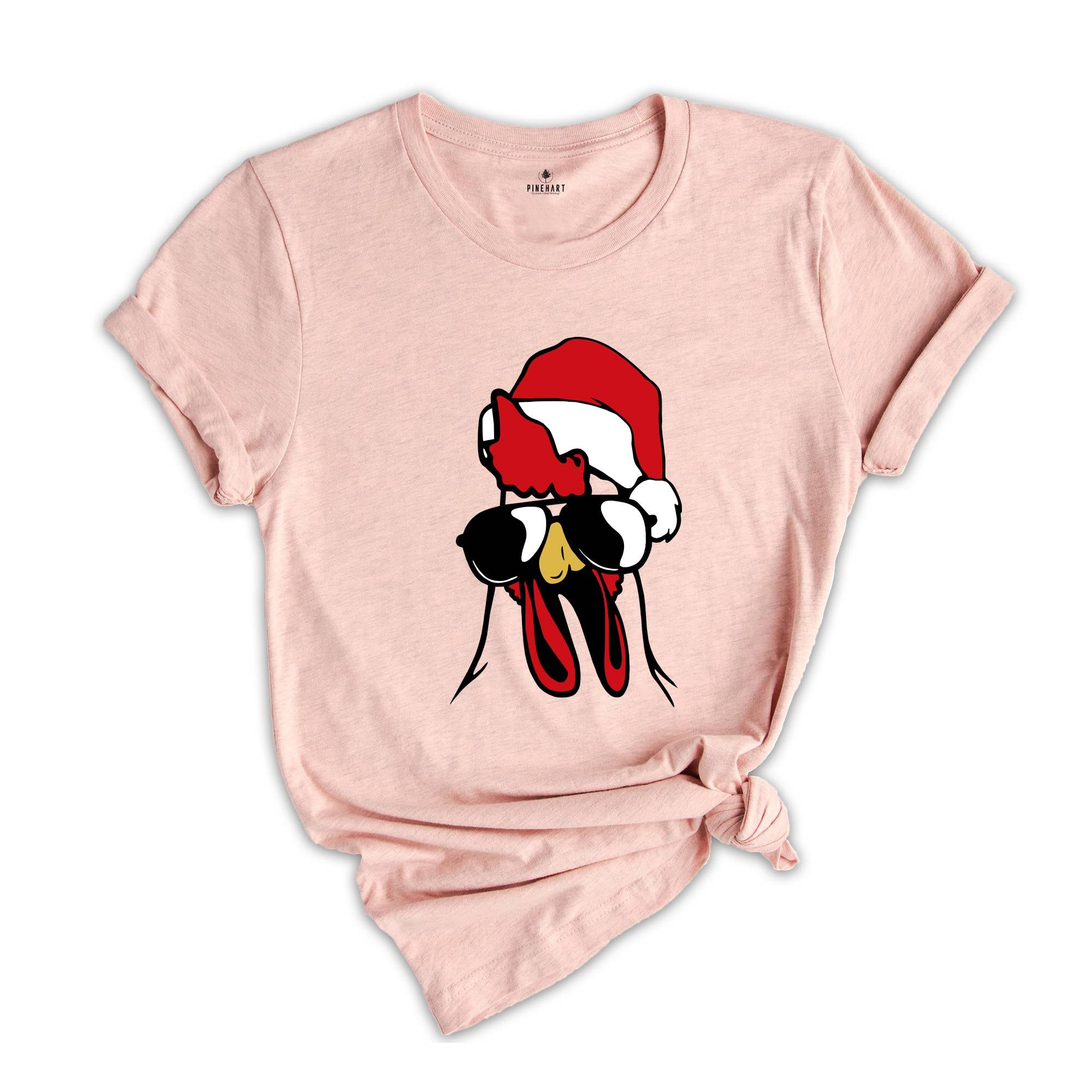 Rooster Christmas Shirt, Cool Christmas T-Shirt, Farmhouse Christmas Shirt, Cute Farmhouse Shirt, Cute Rooster Shirt