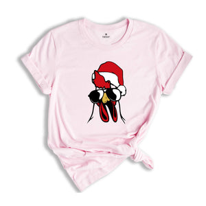 Rooster Christmas Shirt, Cool Christmas T-Shirt, Farmhouse Christmas Shirt, Cute Farmhouse Shirt, Cute Rooster Shirt