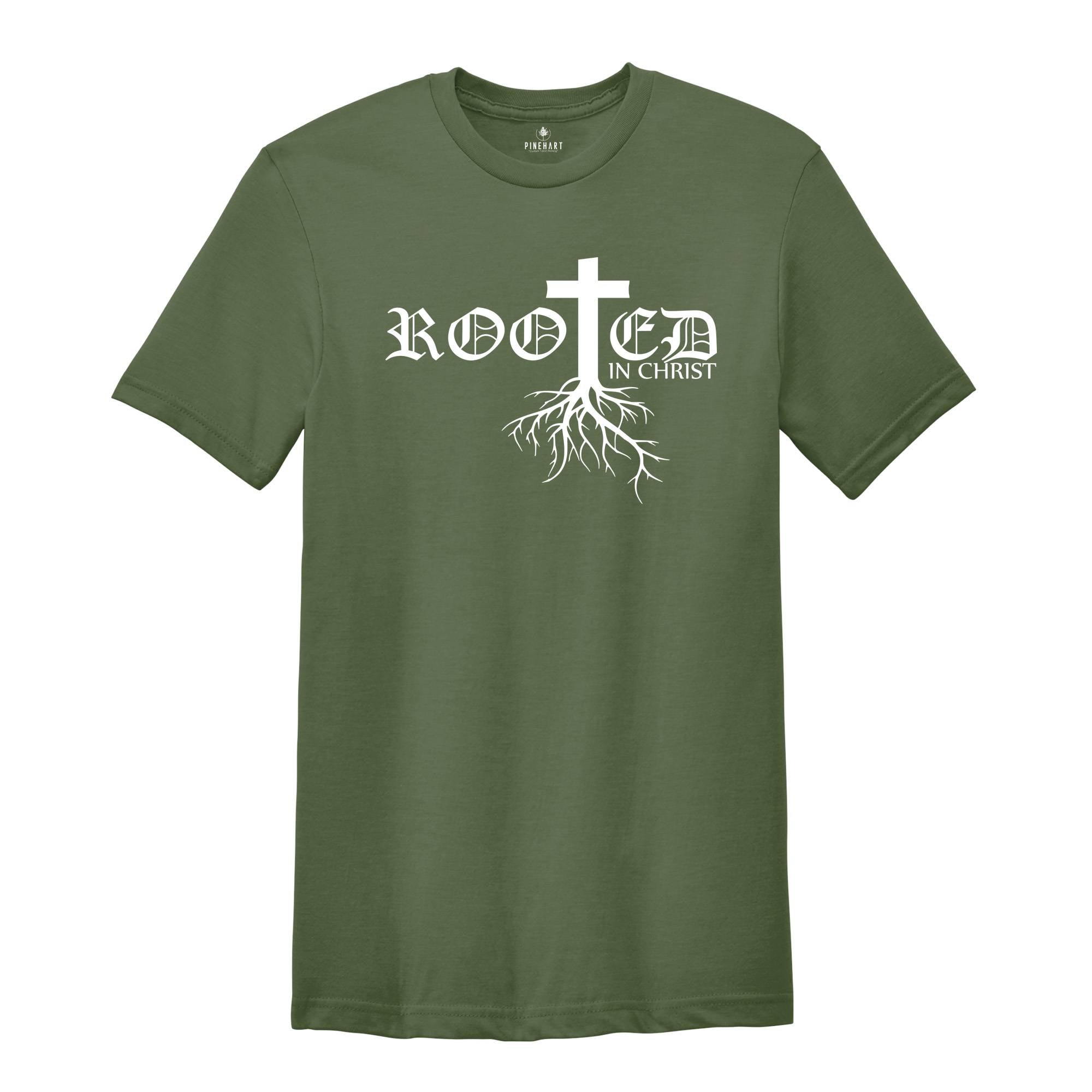 Rooted In Christ Shirt, Christian Apparel, Jesus T-Shirt, Religious Tee, Bible Verse T-Shirt, Christian Gift, Faith Shirt