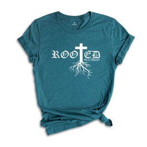 Rooted In Christ Shirt, Christian Apparel, Jesus T-Shirt, Religious Tee, Bible Verse T-Shirt, Christian Gift, Faith Shirt