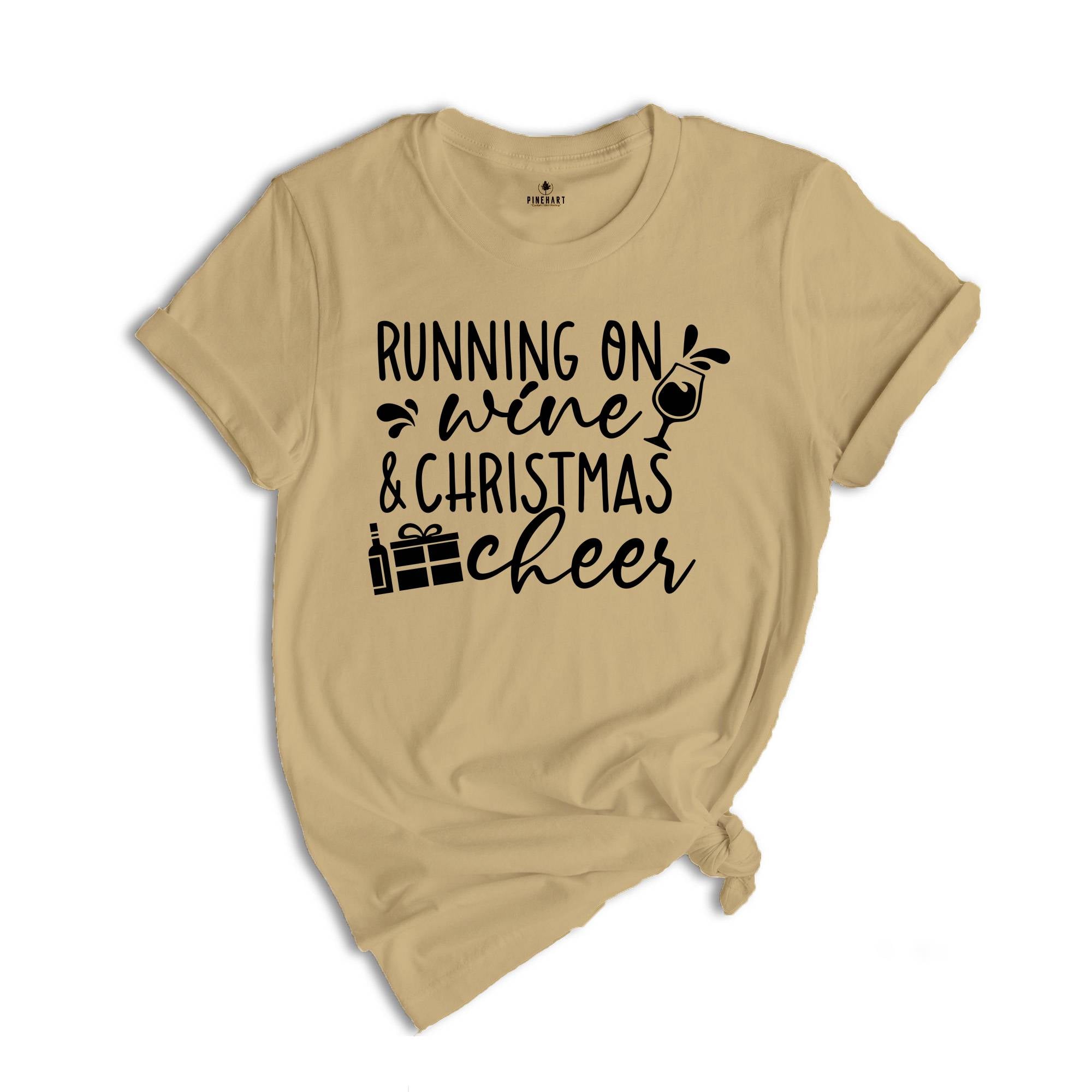 Running on Wine and Christmas Cheer T-Shirt, Christmas Gift, Funny Christmas Shirt, Christmas Drinking Tee, Wine Tester Tee