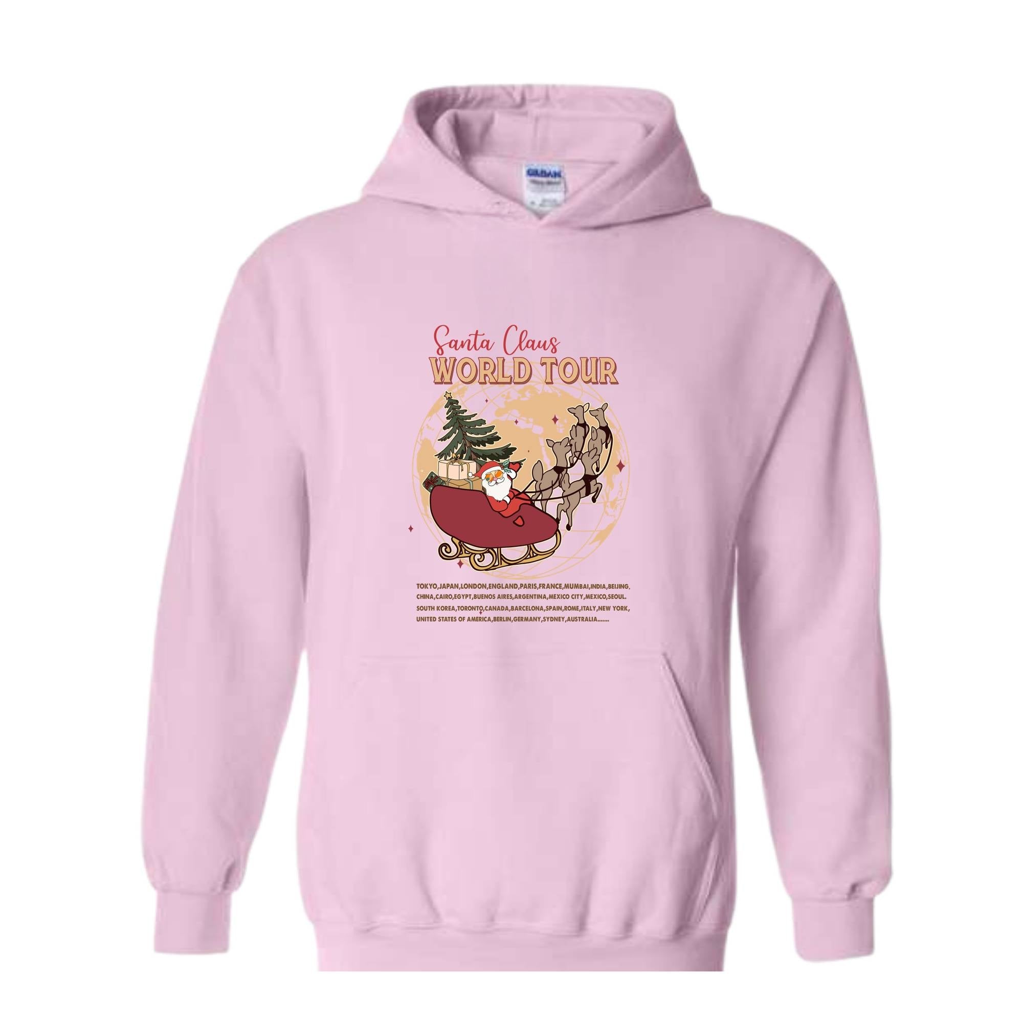 Santa Claus World Tour Hoodie, Christmas Hoodie, Funny Santa Shirt