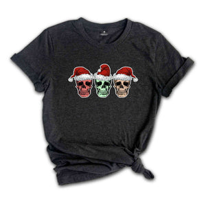 Santa Skull Shirt, Skull Santa Hat Shirt, Cool Christmas Shirt, Christmas Sweatshirt, Christmas Party Tee, Xmas Skull Gift