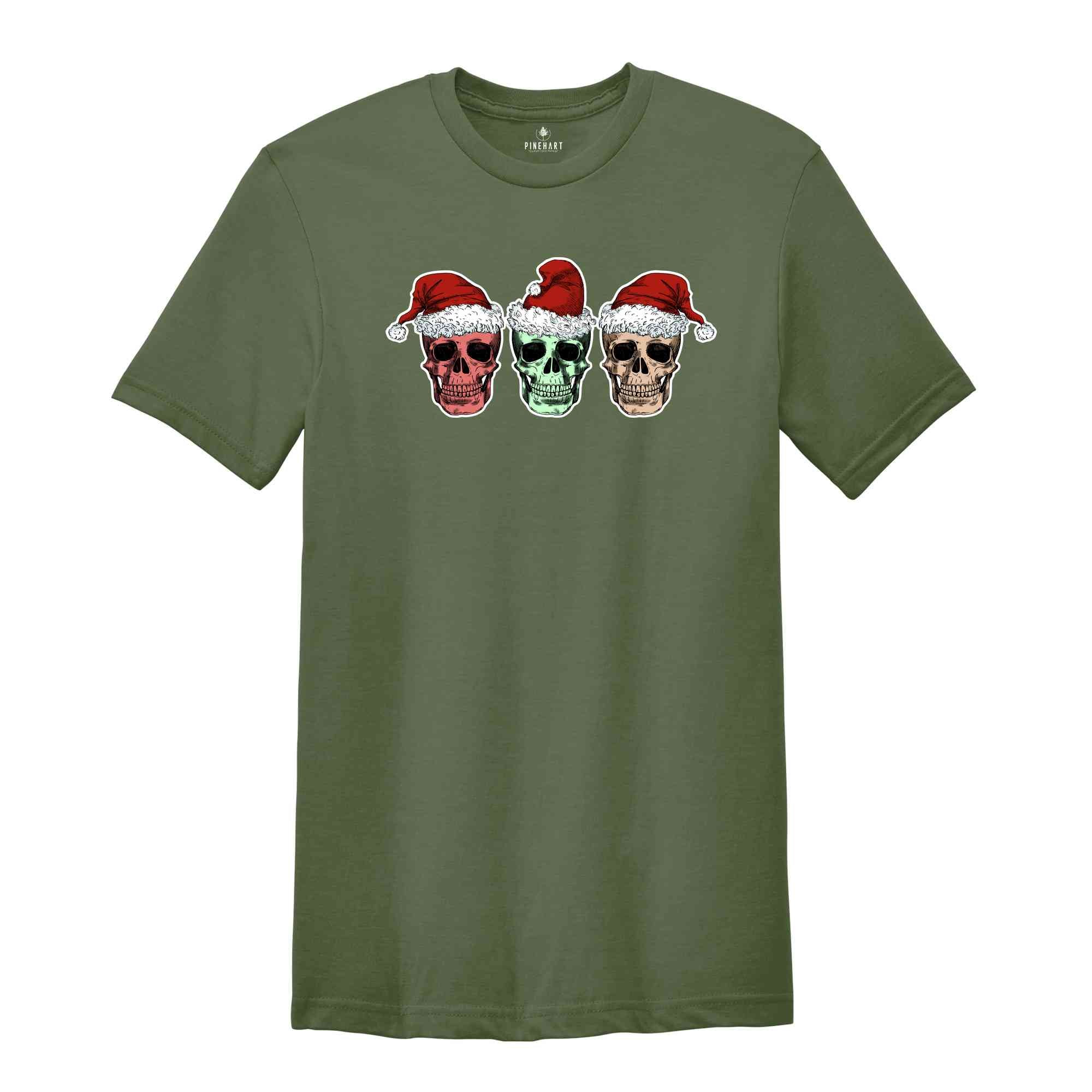 Santa Skull Shirt, Skull Santa Hat Shirt, Cool Christmas Shirt, Christmas Sweatshirt, Christmas Party Tee, Xmas Skull Gift