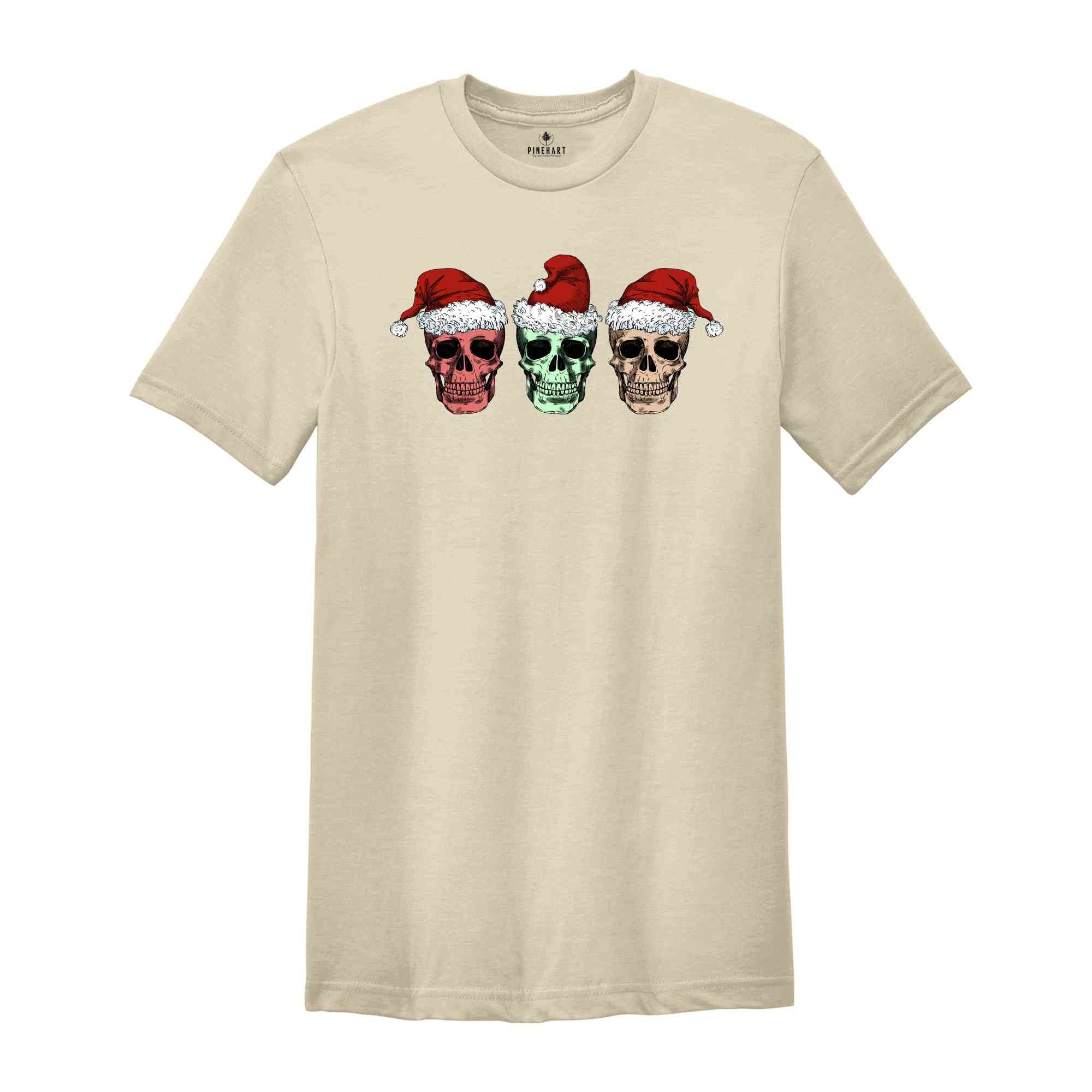 Santa Skull Shirt, Skull Santa Hat Shirt, Cool Christmas Shirt, Christmas Sweatshirt, Christmas Party Tee, Xmas Skull Gift