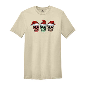 Santa Skull Shirt, Skull Santa Hat Shirt, Cool Christmas Shirt, Christmas Sweatshirt, Christmas Party Tee, Xmas Skull Gift