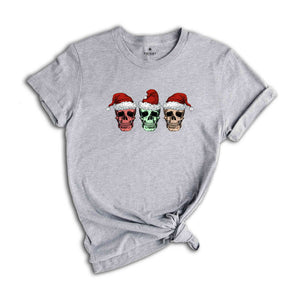 Santa Skull Shirt, Skull Santa Hat Shirt, Cool Christmas Shirt, Christmas Sweatshirt, Christmas Party Tee, Xmas Skull Gift