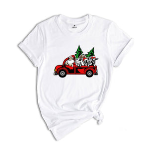 Santa with Goats Shirt, Christmas Tree Shirt, Farm Santa T-Shirt, Santa Truck Shirt, Christmas Goats Shirt, Funny Xmas Shirt