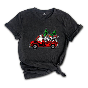 Santa with Goats Shirt, Christmas Tree Shirt, Farm Santa T-Shirt, Santa Truck Shirt, Christmas Goats Shirt, Funny Xmas Shirt