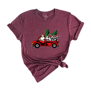 Santa with Goats Shirt, Christmas Tree Shirt, Farm Santa T-Shirt, Santa Truck Shirt, Christmas Goats Shirt, Funny Xmas Shirt