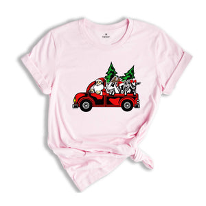Santa with Goats Shirt, Christmas Tree Shirt, Farm Santa T-Shirt, Santa Truck Shirt, Christmas Goats Shirt, Funny Xmas Shirt