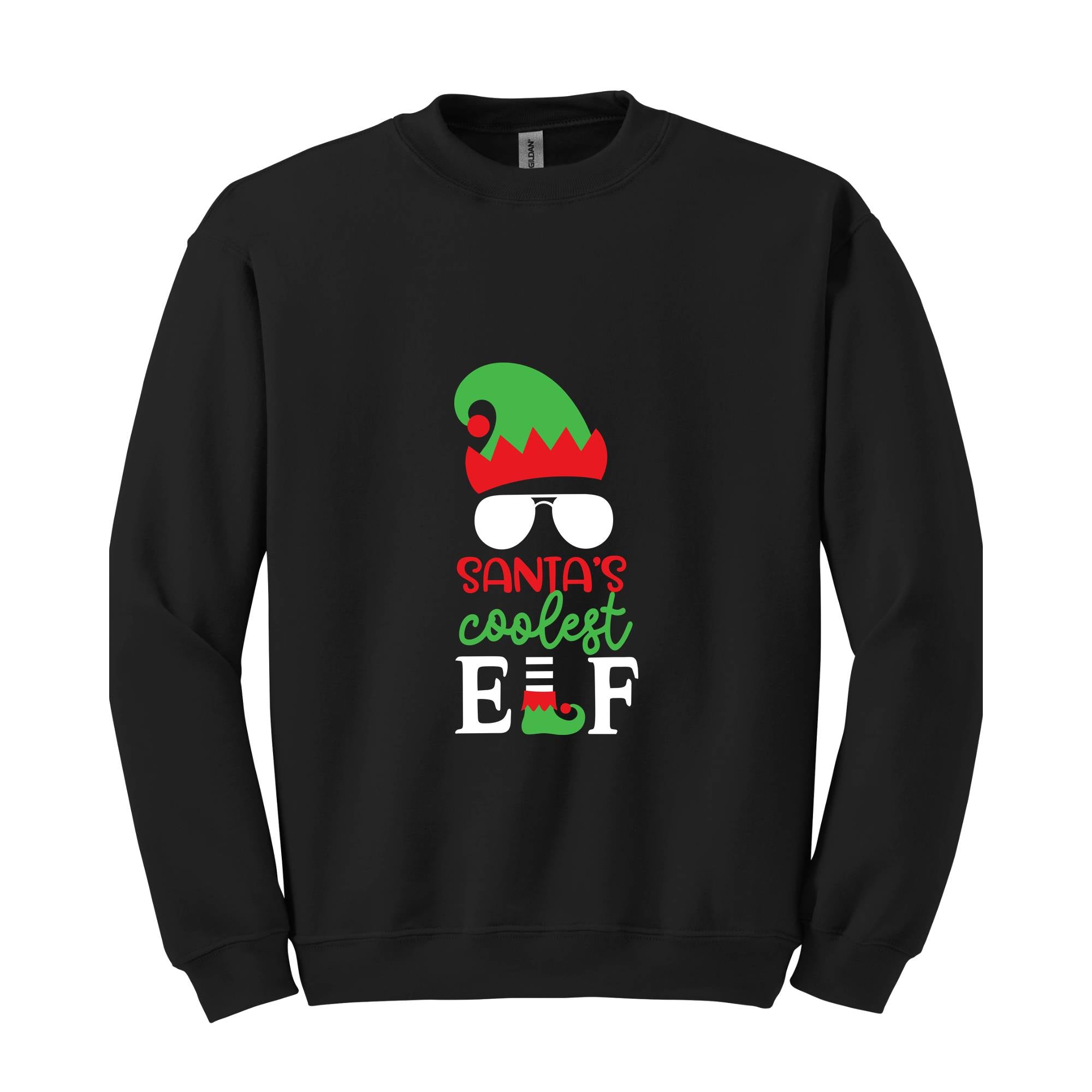 Santa's Coolest Elf Sweatshirt, Christmas Elf Sweatshirt, Christmas Sweater, Christmas Gifts, Funny Christmas Elf Sweatshirt