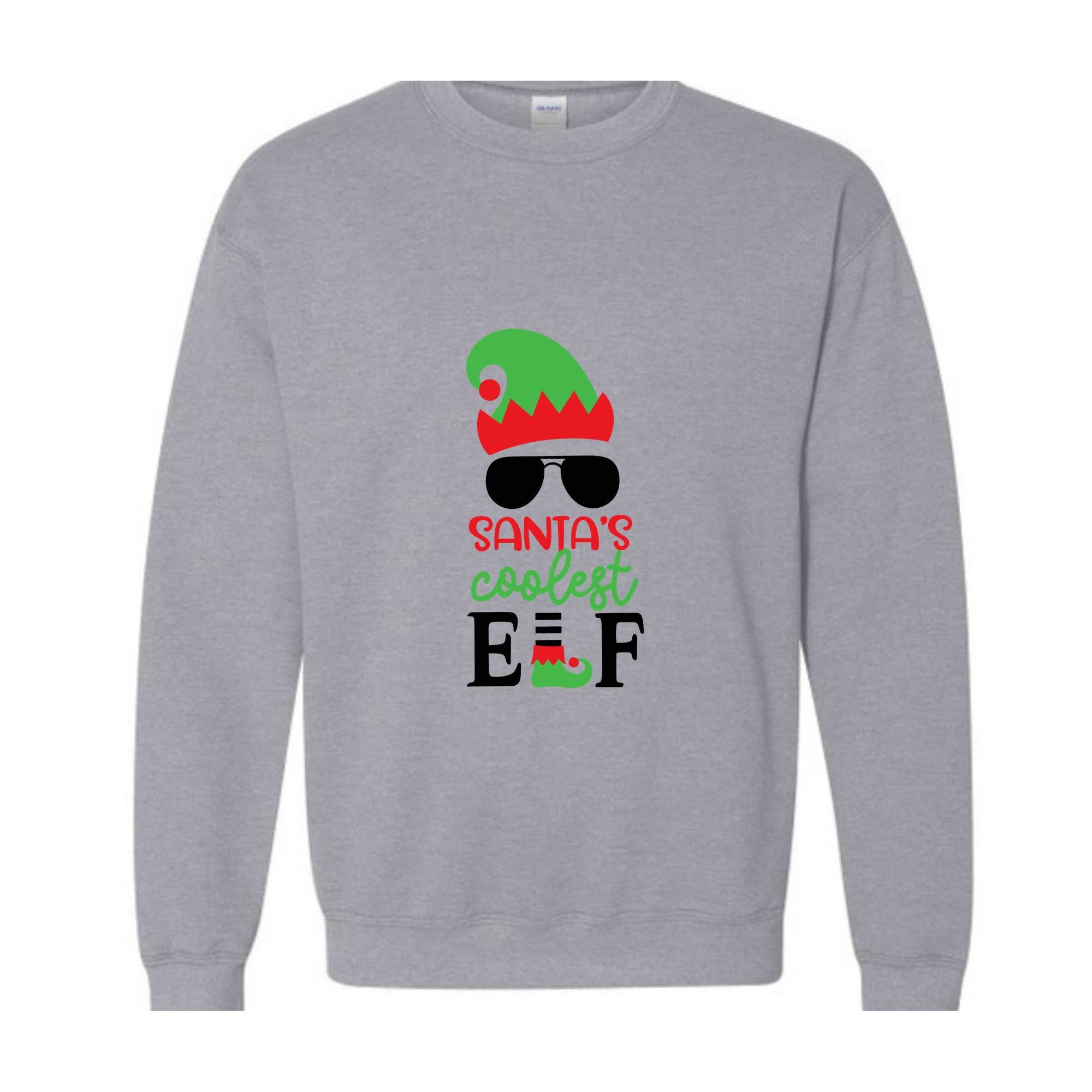 Santa's Coolest Elf Sweatshirt, Christmas Elf Sweatshirt, Christmas Sweater, Christmas Gifts, Funny Christmas Elf Sweatshirt
