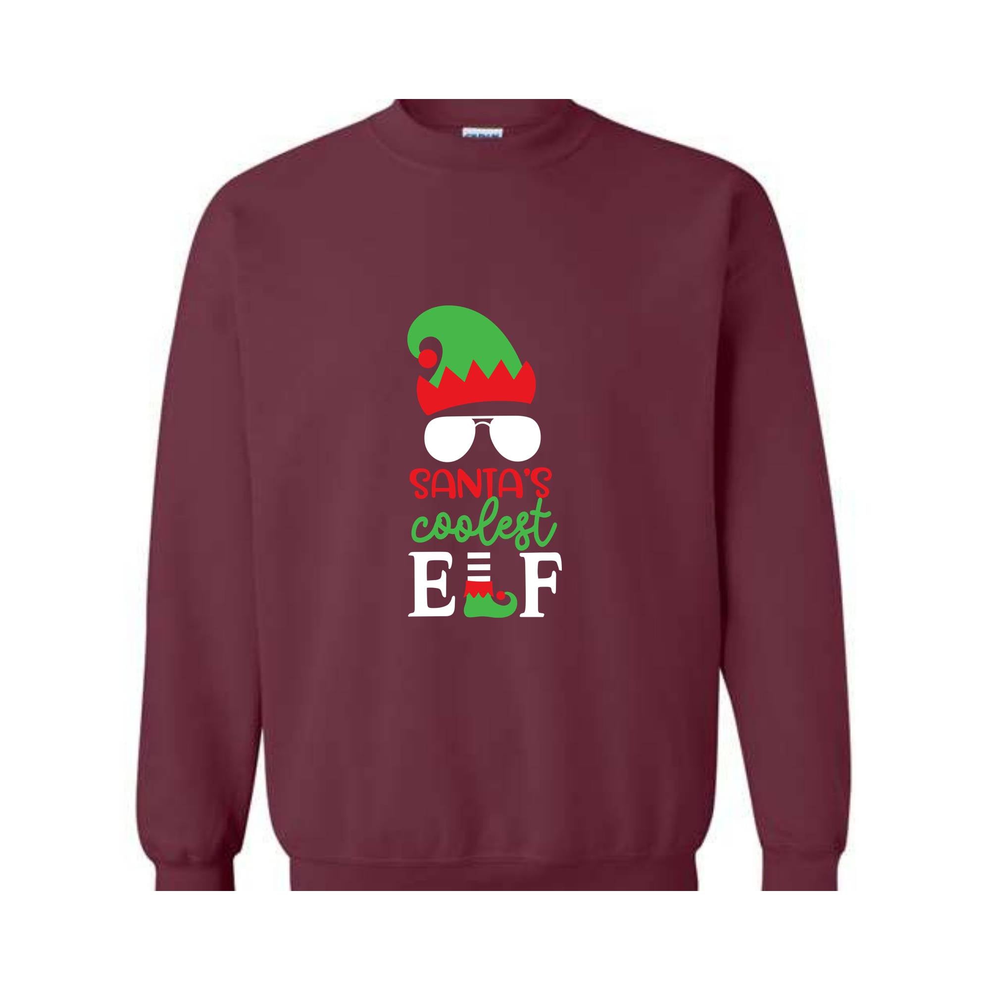 Santa's Coolest Elf Sweatshirt, Christmas Elf Sweatshirt, Christmas Sweater, Christmas Gifts, Funny Christmas Elf Sweatshirt