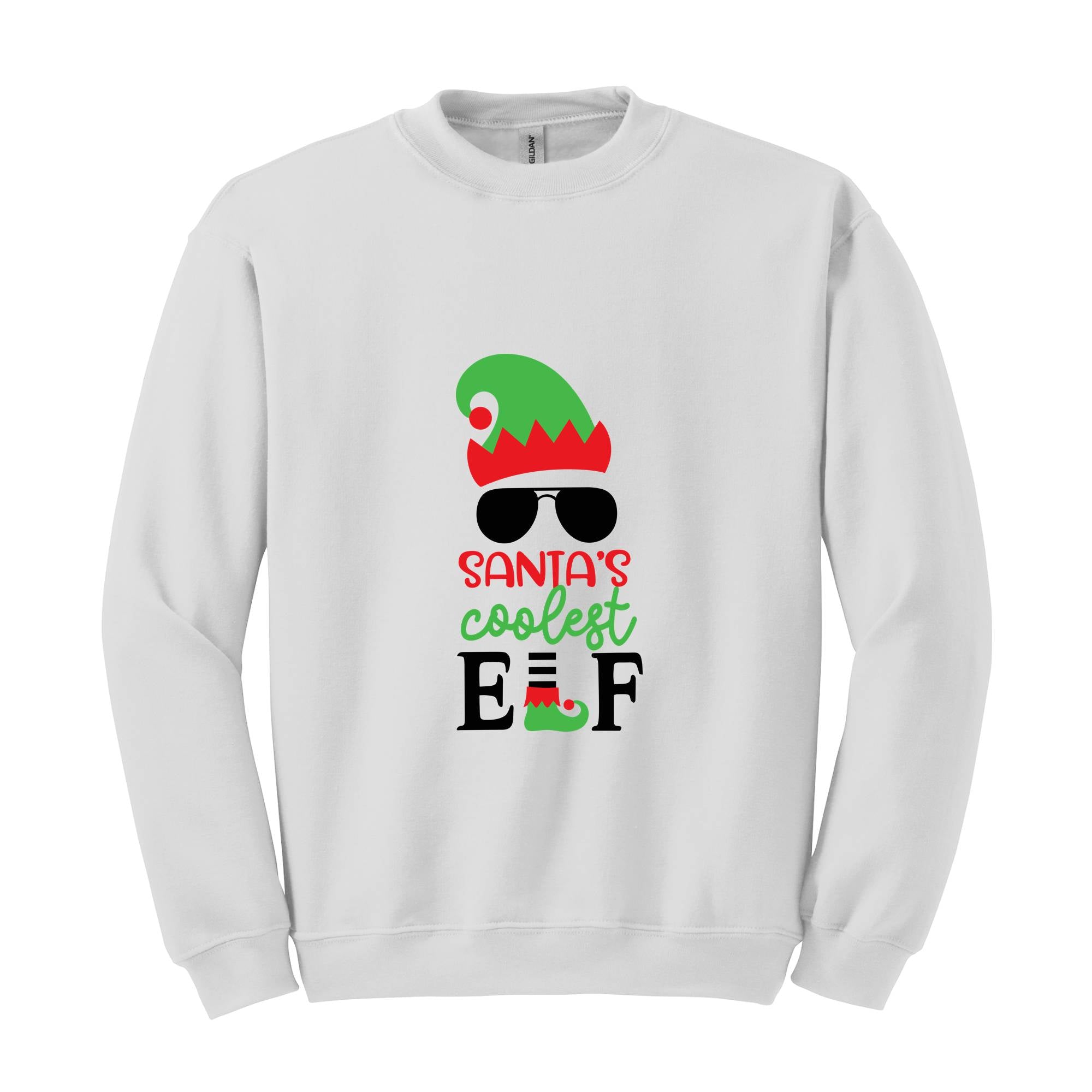 Santa's Coolest Elf Sweatshirt, Christmas Elf Sweatshirt, Christmas Sweater, Christmas Gifts, Funny Christmas Elf Sweatshirt