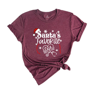 Santa's Favorite CNA T-Shirt, Nurse Winter Shirt, Funny Christmas Gift for Nurse, RN Shirt for Christmas Gift, Cute Nurse Shirt