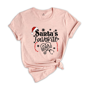 Santa's Favorite CNA T-Shirt, Nurse Winter Shirt, Funny Christmas Gift for Nurse, RN Shirt for Christmas Gift, Cute Nurse Shirt