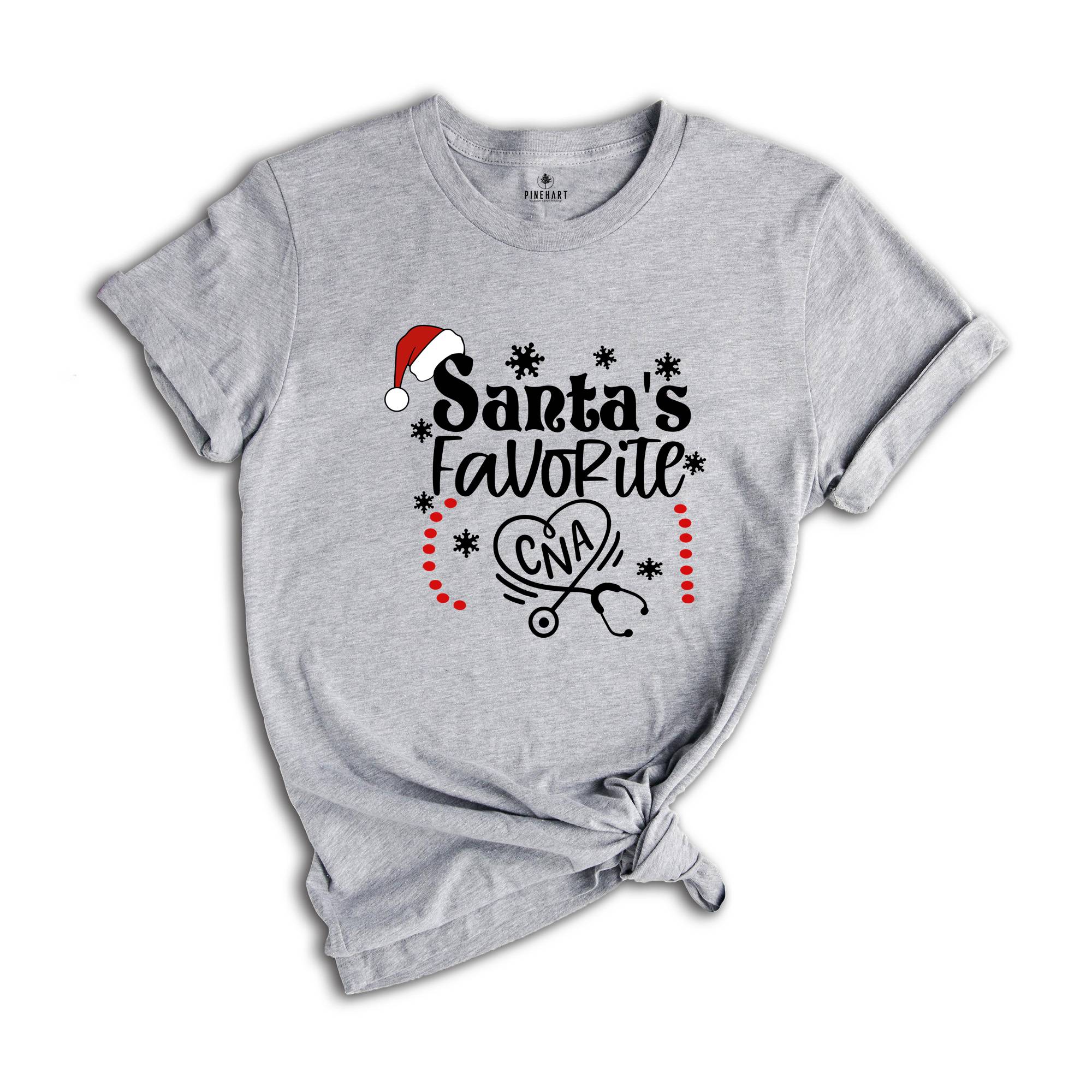 Santa's Favorite CNA T-Shirt, Nurse Winter Shirt, Funny Christmas Gift for Nurse, RN Shirt for Christmas Gift, Cute Nurse Shirt