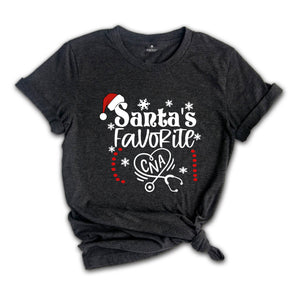 Santa's Favorite CNA T-Shirt, Nurse Winter Shirt, Funny Christmas Gift for Nurse, RN Shirt for Christmas Gift, Cute Nurse Shirt