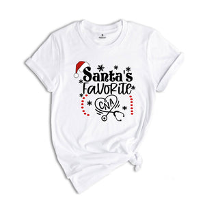 Santa's Favorite CNA T-Shirt, Nurse Winter Shirt, Funny Christmas Gift for Nurse, RN Shirt for Christmas Gift, Cute Nurse Shirt