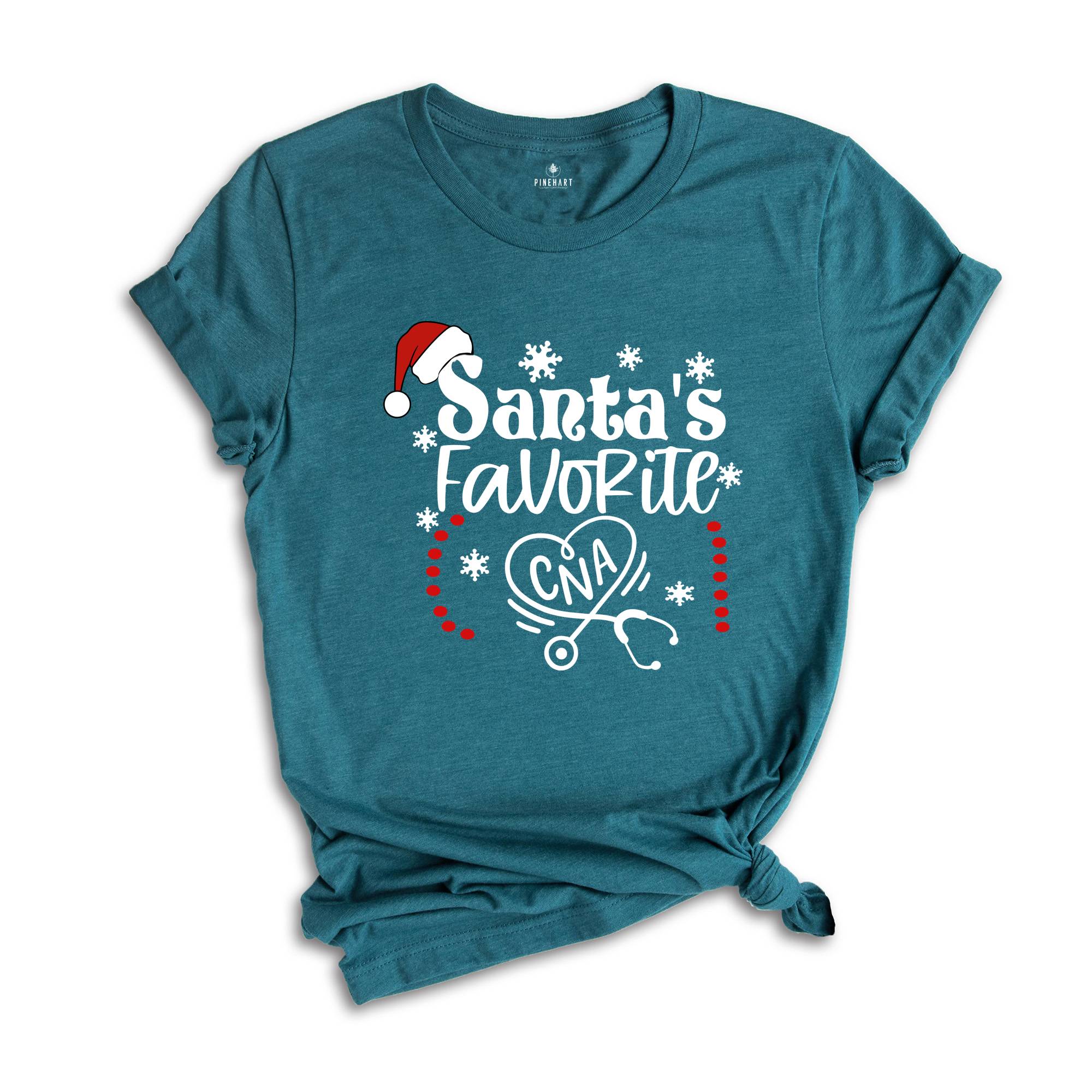Santa's Favorite CNA T-Shirt, Nurse Winter Shirt, Funny Christmas Gift for Nurse, RN Shirt for Christmas Gift, Cute Nurse Shirt