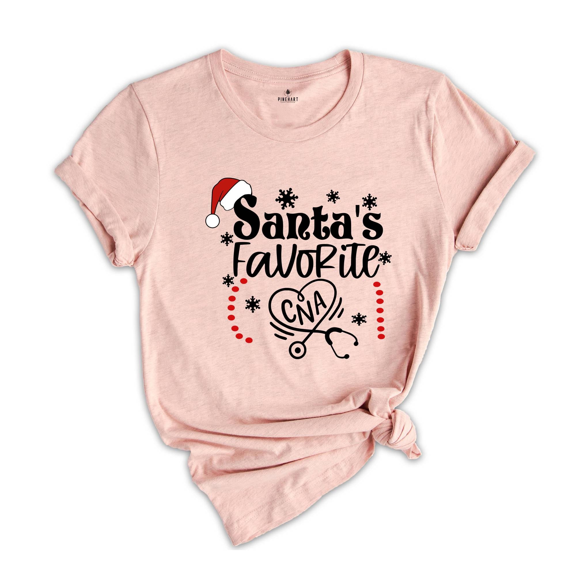 Santa's Favorite CNA T-Shirt, Nurse Winter Shirt, Funny Christmas Gift for Nurse, RN Shirt for Christmas Gift, Cute Nurse Shirt