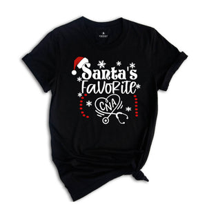Santa's Favorite CNA T-Shirt, Nurse Winter Shirt, Funny Christmas Gift for Nurse, RN Shirt for Christmas Gift, Cute Nurse Shirt